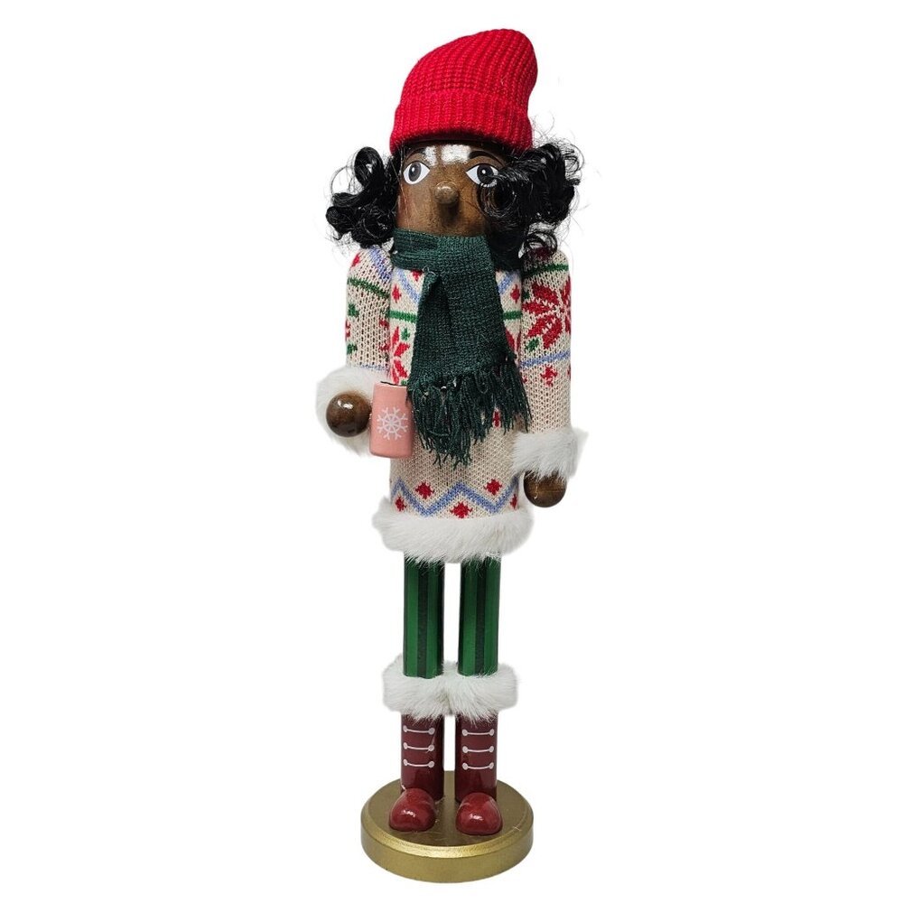 Ethnic Holiday Hot Cocoa Lady 16" Christmas Nutcracker